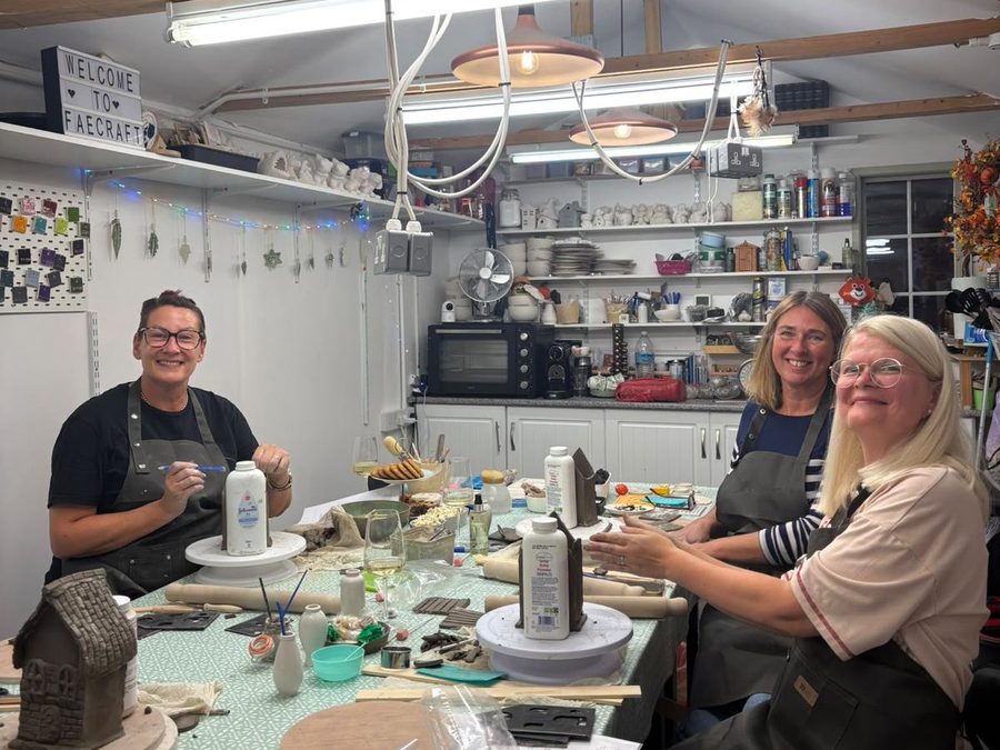 Three makers at the table in The Atelier on a Clay Club evening